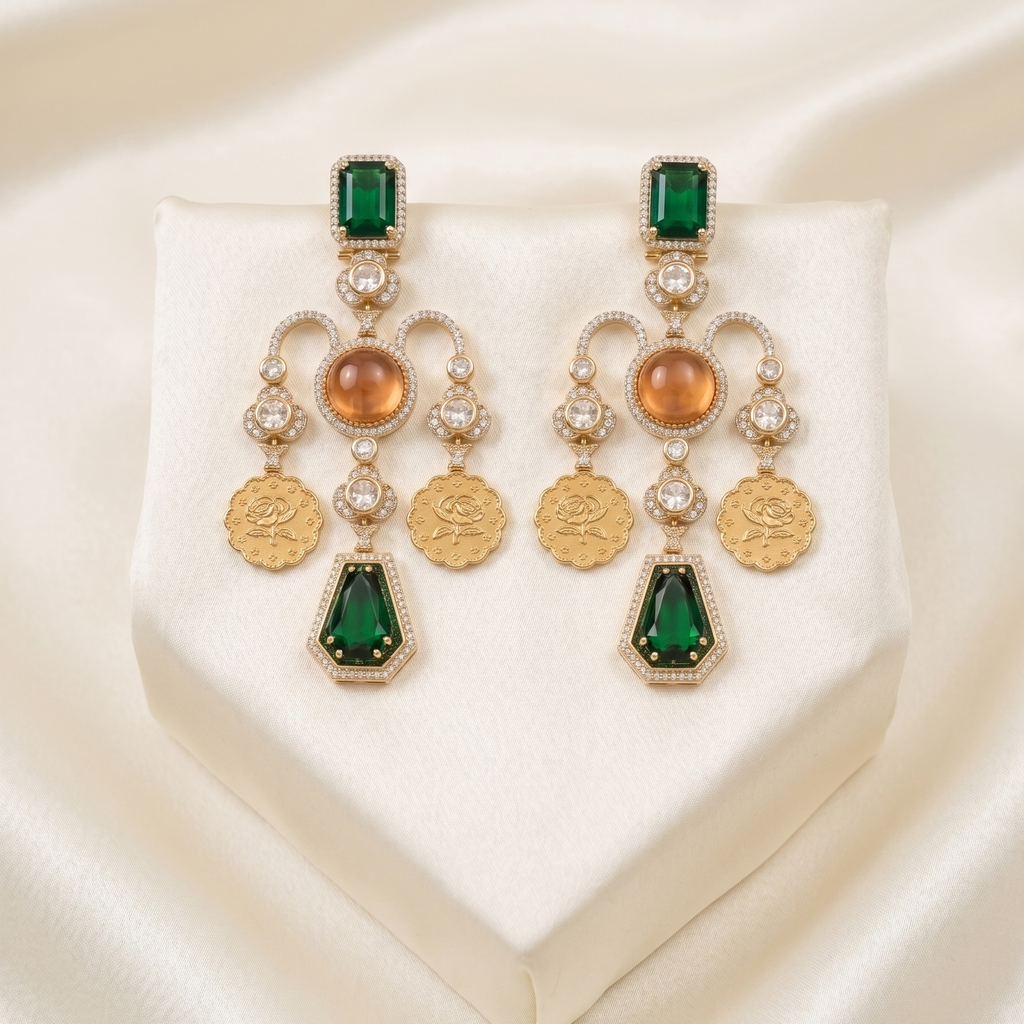 Regalia Emerald Dangler Earrings