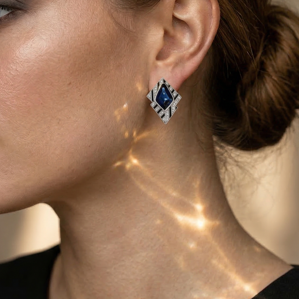 Imperial Sapphire Geometric Studs