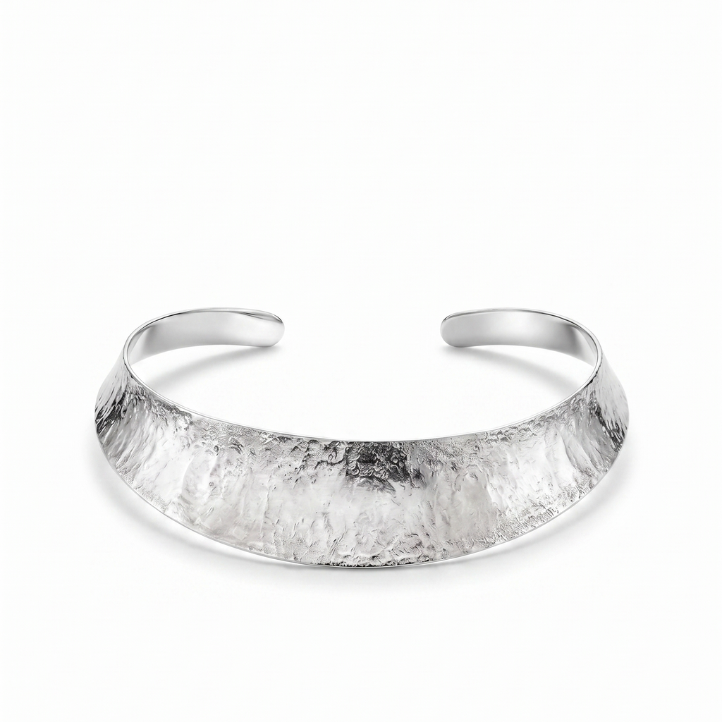 Molten Silver Brass Collar Necklace